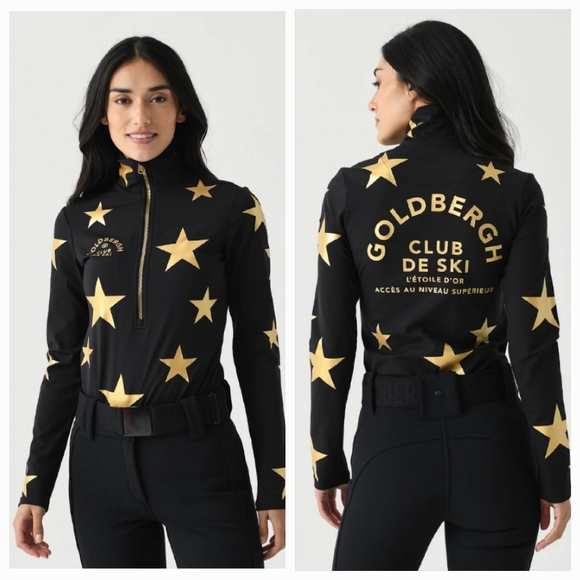 Goldbergh Galactique Ski Pully Base Layer Goldbergh Ski Pully Black Gold Stars - Picture 12 of 13